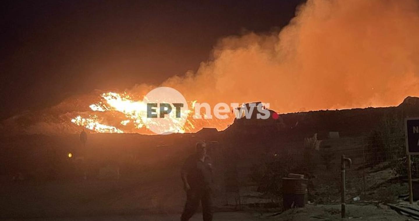 Μεγάλη φωτιά στο Ακρωτήρι Χανίων – Οριοθετήθηκε εντός της μονάδας επεξεργασίας απορριμμάτων (βίντεο)