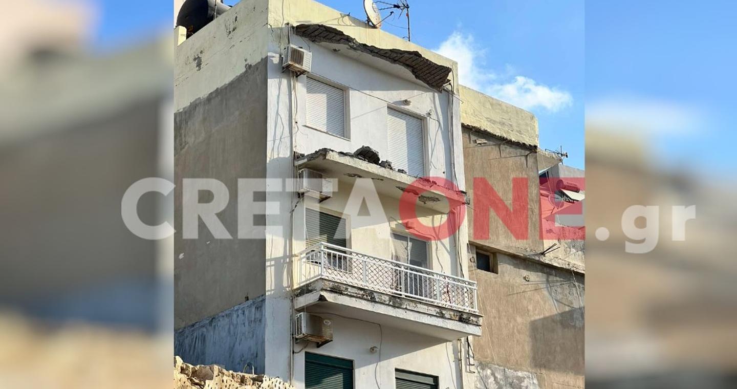 Ηράκλειο: Κατέρρευσε τμήμα μπαλκονιού στο κέντρο της πόλης