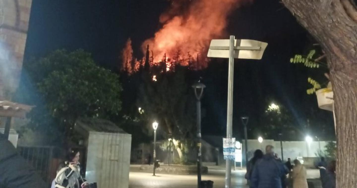 Φωτιά τώρα στη Δάφνη πάνω από τη στάση Μετρό «Αγ. Ιωάννης»