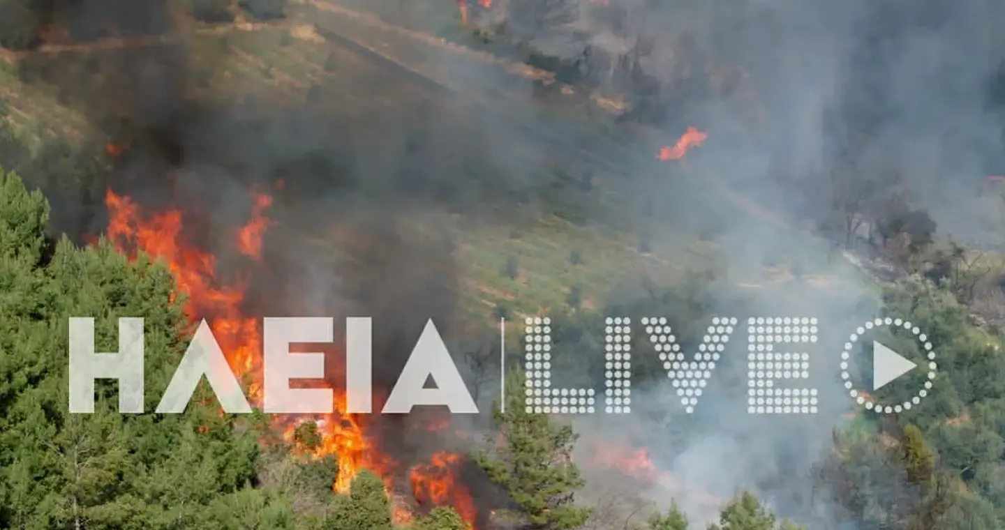 Φωτιά στην Ηλεία: Διπλό μέτωπο στην περιοχή Ελαιώνας