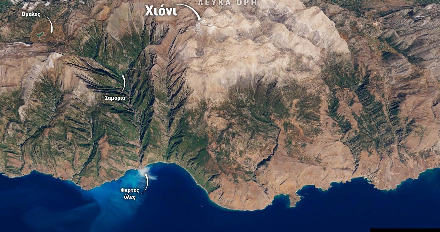 Κρήτη: Από τα 800 χιλιοστά βροχής, στη «βαμμένη» θάλασσα και στα πρώτα χιόνια – Τι κατέγραψε ο Sentinel-2