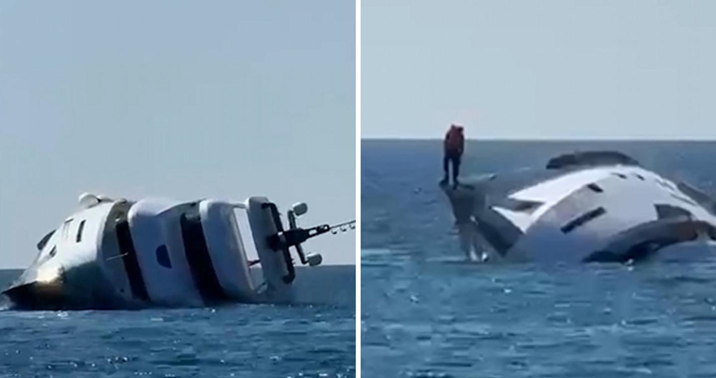 Η στιγμή που πολυτελής θαλαμηγός αξίας βυθίζεται 15 λεπτά μετά την καθέλκυσή της